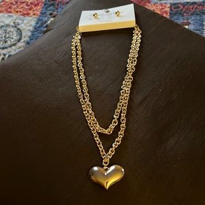 Cute double chain gold heart necklace ❤️